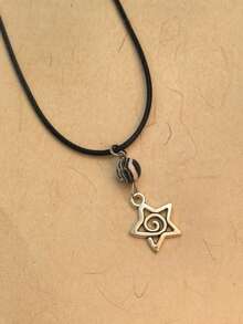 1pc Y2K Silver Swirl Star Pendant Necklace, Suitable For Women, Aesthetic Jewelry Gift - Planetary Swirl Pentagram - View 3