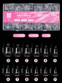 120/240/600pcs/Box Medium Square Half Cover Fake Nails, Semi-Matte, Extended Nail Tips, Extra Short Almond Shape, Soft Gel Nail Stickers, Suitable For Small Nail Beds - Clear - View 4