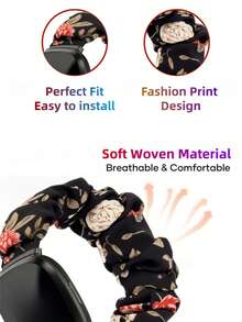 1pc Women's Elastic Scrunchie Watch Band For Versa 3/Versa 4/Sense 2, Soft Stretchy Replacement Strap, Printed Scrunchie Band, Suitable For Spring, Summer, Autumn, Winter, Fashionable And Easy To Wear, Perfect For Work, Date, Party, Sports - Mouldless - View 5