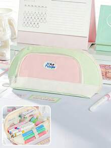 Estojo para lápis em tecido colorblock, com design de grande capacidade e vários bolsos, ideal para escola, escritório e viagens. Perfeito para estudantes, profissionais, homens e mulheres. Possui fechamento com zíper e é perfeito para guardar seus materiais escolares. - multicolorido - Ver 11