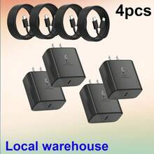 Fast Charging US Plug Type A & B 110-127V Wall Charger 4-Pack USB-C Charger Kit For Galaxy Phones – Wall Charger Plug + Type-C Cables, All-In-One Phone Chargers For Daily & Travel Use | Local Warehouse Memorial Day Summer Kickoff - US B Type Plug(110-127V) - View 4