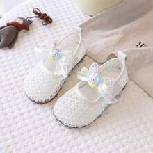 1 Pair Girls' Mesh Hollow Rabbit Mary Jane Shoes, New Spring/Summer Kids Breathable Anti-Slip Hook And Loop Toddler Shoes, Sweet Princess Style Shoes - Beige - View 3