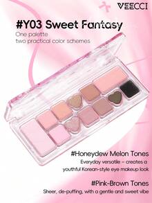 VEECCI 11-Color Ribbon Eyeshadow Palette, Long-Lasting And Smudge-Proof, Matte Shades With Low Saturation, Pearlescent Multi-Color Smooth And Radiant Finish, Create Natural Dimensional Eye Makeup, Suitable For Beginners - #Y02 Gentle Fantasy - View 4