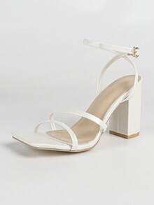 Giày sandal nữ màu trắng mũi vuông, gót nhọn gợi cảm, giày cao gót tối giản thoải mái, giúp tôn dáng đôi chân. - trắng - Xem 2