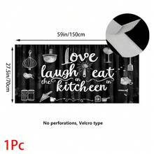 1pc, Home Decor, Cartoon Kitchen Pattern Printed Table Skirt, Kitchen Small Curtain, Kitchen Cabinet Cover Curtain, With Curtain Holes, Easy To Hang, Rectangular, Machine Woven, Machine Washable, Kitchen Decoration And Accessories, Perfect For Kitchen Cabinets And Home Decor - Multicolor - View 13