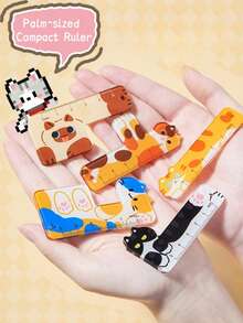 Set Of 5 Cute Palm Size Acrylic Ruler, Mini 5cm Cartoon Straight Ruler Freely DIY Decorate, Perfect For Measuring, Drawing, Journal, Note And Scrapbook Crafts - Ruler - View 2