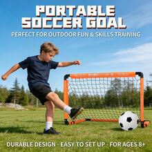Portable Foldable Soccer Goal, Kids Football Toy, Easy Assembly Goal Net For Kindergarten Outdoor Sports & Parent-Child Interaction - Orange - View 2