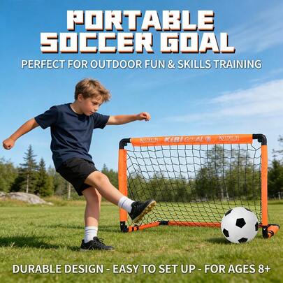 Portable Foldable Soccer Goal, Kids Football Toy, Easy Assembly Goal Net For Kindergarten Outdoor Sports & Parent-Child Interaction