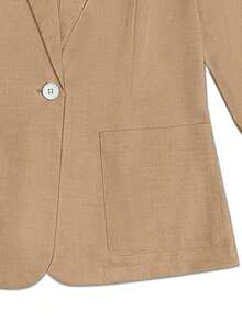 Blazer ligero de verano con cuello de contraste, uso casual/laboral, de 3/4 de manga para mujer - Caqui - Ver 4