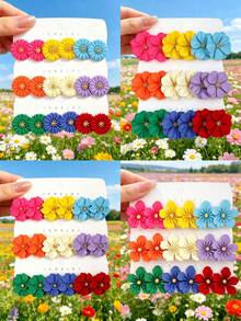 6 Pairs Bohemian Floral Metal Fashion Stud Earrings Set, Perfect Gifts For Ladies & Girls, Suitable For Daily, Party, Outing - Multicolor - View 4