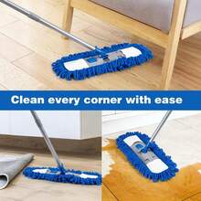 Neeklinny Dust Mop For Hardwood Floors,58" Long Handle Wet &Amp; Dry Mop,180° Rotating Microfiber Washable Mop For Tile,Laminate,Vinyl Floors,Pet Hair Cleaning - White - 查看 3