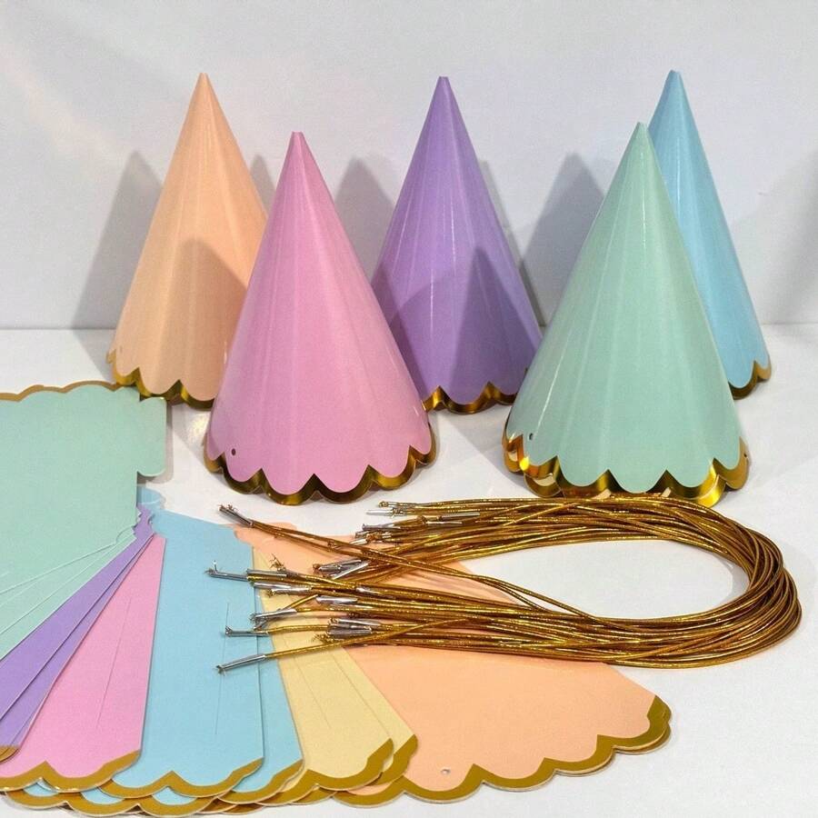 18pcs Adult Birthday Party Hats, Soft Color Tones, No Assembly Required, Adjustable & Lightweight, Suitable For Group Photos, Birthday Decorations & Gifts