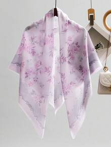 1条110厘米女士印花围巾，高品质印花柔软透气薄纱头巾，优雅百搭，适合日常佩戴、度假、旅行等场合。 - 彩色 - 查看 15
