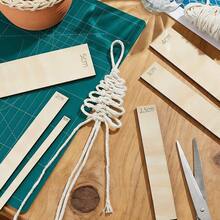6 piezas de herramientas de tejido de madera en blanco, divisor de cuerda DIY, guía de espaciado para 0.4-2 pulgadas, diseñado para el soporte de tejido de plumas, encaje, fibra, herramientas de artesanía montadas en la pared - A - Ver 3
