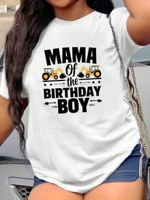 Camiseta de moda con estampado "Cumpleaños Mamá 2026", de manga corta y cuello redondo, top casual, ropa de mujer para primavera y verano con estampado. - Blanco - Ver 7
