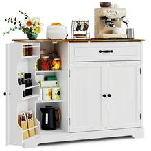 Asofer Kitchen Cabinet With Drawer And Shelves, Multi-Purpose Cabinet With Ample Storage Space, Vintage Look For Kitchen, Living Room, 84.5 Cm High - Brown - View 2