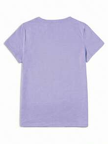 Mexican-Style T-Shirt With A Colorful Floral Print Featuring Festive Motifs, Casual Short-Sleeved Top With A Round Neck For Women. DWRM - 淺紫色 - 查看 8