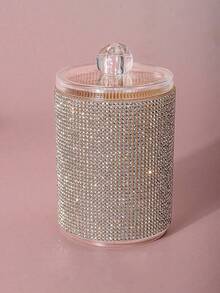 Boîte à bijoux en diamant étincelant, boîte de rangement cosmétique, boîte de rangement divers, boîte de rangement pour petits articles étincelants, porte-cure-dents, porte-coton-tige, bâtonnets de nettoyage, décoration de chambre, compact exquis, décoration de bureau, cadeau pour la fête des mères, cadeau pour la Saint-Valentin, petit cadeau entre sœurs - Multicolore - Voir 15