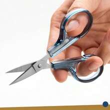 Detail Craft Scissors Set (2 Pcs) Curved And Straight, Sharp, Compact Sewing, Embroidery, Paper Cutting, Crafting Stainless Steel Protective Cover (Blue/Pink) Adults World Book Day - Blue and Pink - View 4