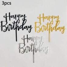 1 buah/5 buah Tusuk Hiasan Kue Ulang Tahun Bertuliskan "Selamat Ulang Tahun", Untuk Dekorasi Kue Ulang Tahun - MultiWarna - View 24