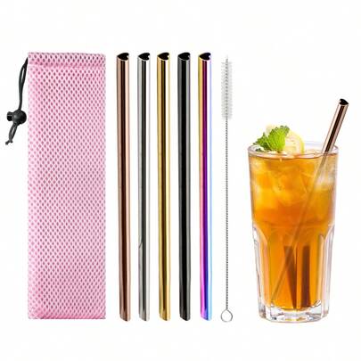 1/4/6 piezas Pajitas de metal con forma de corazón en color oro rosa (con cepillo para pajitas y bolsa de malla), pajitas reutilizables de acero inoxidable, pajitas creativas y románticas, longitud de la pajita: 21,5 cm (8,46 pulgadas), tamaño de la bolsa de malla: 24 cm (9,44 pulgadas) * 7 cm (2,75 pulgadas), pajitas lindas adecuadas para jugo, batido, leche con té, café, cóctel, hogar, cafetería, bar, fiesta, boda, despedida de soltera, inauguración de la casa, regalo de amor, fiesta de boda, recuerdo de boda, aniversario de boda