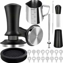 4/7件套咖啡工具套装，包括带可调节刻度的咖啡压粉器、压粉器、圆形垫、咖啡粉针、咖啡粉环，专业办公及家用咖啡工具套装 - 彩色 - 查看 18