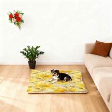 1 pieza Colchoneta para cama de mascota suave, esterilla reversible para jaula de perro con diseño floral minimalista, lavable para perros pequeños/medianos/grandes, adecuada para todas las estaciones - Multicolor - Ver 3