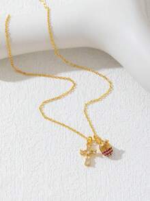 1 chiếc mặt dây chuyền hình đèn, dây chuyền đá zirconia tổng hợp lấp lánh sang trọng, món quà lãng mạn cho ngày Valentine hoặc sinh nhật. - Dây chuyền thánh giá hình quả thông - Xem 4