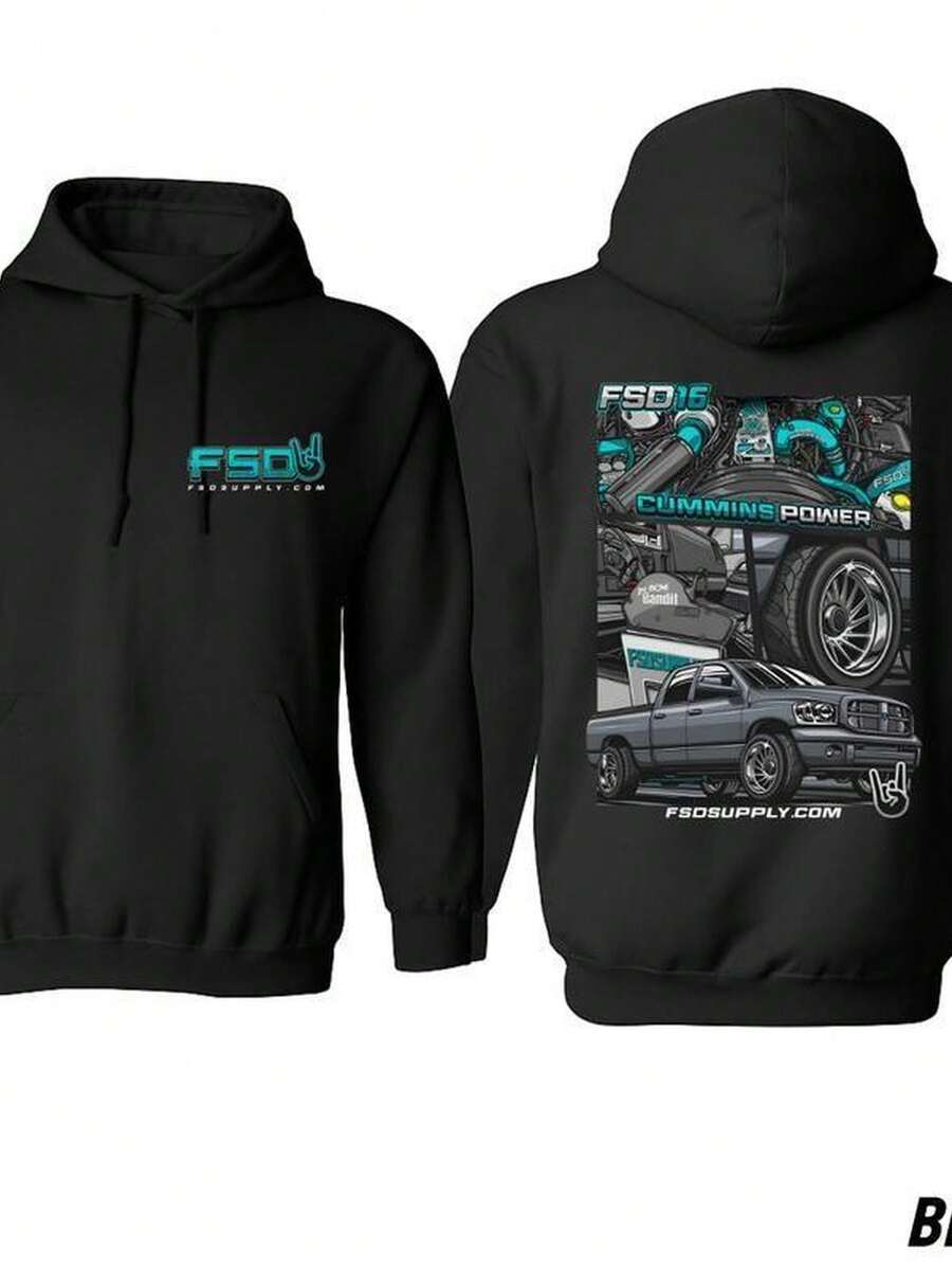 [Fall Outfits]FSD Cummins Hoodie – Turbo  Truck Graphic, Street Style For Dodge Ram Fans, FSD16 Performance, Gift For Women, Unisex Fit,  Truck App - Black - View 1