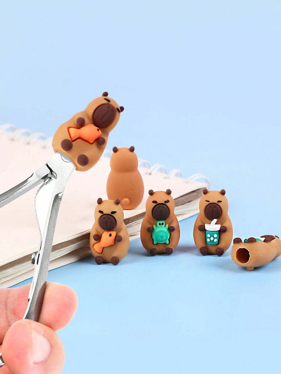 3pcs Cute 3D Animal Silicone Nail Tool Protective Covers, Anti-Drop Elastic Protectors, Suitable For Clippers, Tweezers, Scissors - Regular Model - View 1