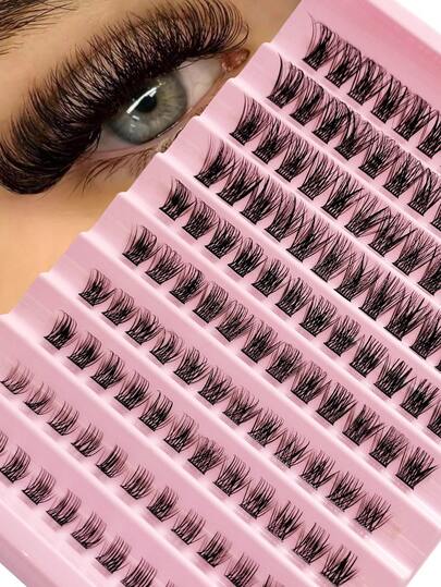 Rikuaild 120 piezas de pestañas naturales ligeras y esponjosas con rizo D de longitudes mixtas de 8-16mm para DIY, pestañas postizas reutilizables, grupos de pestañas, pestañas postizas individuales, extensiones de pestañas