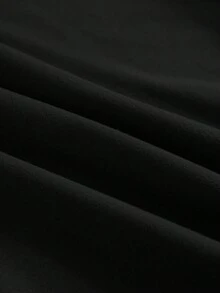 Camiseta casual de manga corta para mujer, 1 pieza, 100% algodón grueso - cuello redondo cómodo, camiseta suave y bonita. - Negro - Ver 4