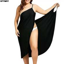 Vestido de mujer con tirantes, falda para la playa, velo cubierto, urdimbre Paleo, traje de baño cruzado sin espalda, camiseta sin mangas 2K para mujer, ropa para mujer - Negro - Ver 4