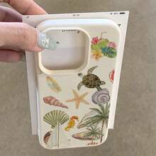 1 pièce Étui de téléphone en matériau TPU Motif frais et guérisseur d'île et de cocotier Compatible avec Iphone 17 Pro Max/17/16 Pro Max/15/13/12/11, S20 FE/A15/S24/A55, Note 11/Note 12/Note 13 Pro, Couverture complète Anti-chute Étui de protection souple pour téléphone - Blanc - Voir 3