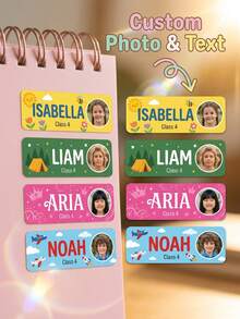 30-120pcs Customized Photo Name Stickers, Personalized Cartoon Bottle Labels, School-Backing Stationery Stickers, Name Tags For Preventing Loss - Model 5 - View 2