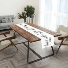1/25 piezas Camino de mesa de lino con estampado de diente de león, adecuado para fiestas festivas, cenas de cumpleaños, decoración de cocina y comedor, muebles y decoración textil para el hogar. Es un artículo de decoración del hogar de múltiples usos aplicable para todas las estaciones, perfecto para decoraciones de fiestas/festividades, y también un excelente regalo para padres y amigos. - Multicolor - View 5