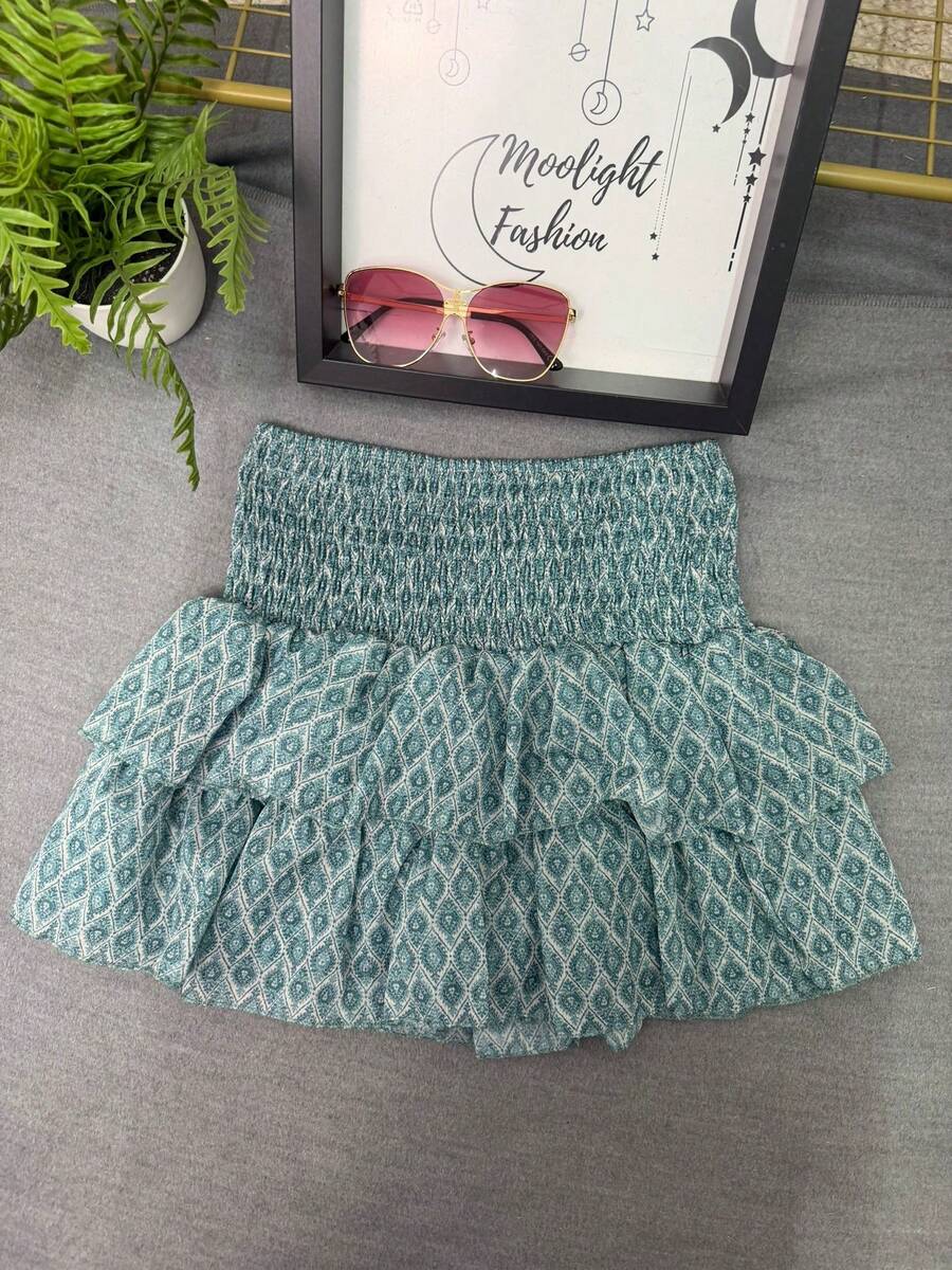 Short Skirt With Pants Underneath Plain Casual Relaxed Layers Daily For Summer - Màu xanh bạc hà - Xem 1