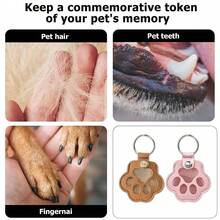 Dog Fur Storage Keychain,Cat Paw Shaped Leather Keychain For Collecting Cat And Dog Hair,Pet Memorial Gifts For Bag Purse Paw Charm Key Holder - Brown - View 4