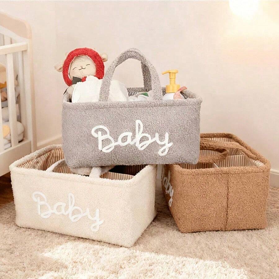 Baby Supplies Storage Basket, Milk Powder & Diaper Organizer Bin, Portable Nursery Storage Basket (Random Inner Cloth Color) - Multicolor - View 1
