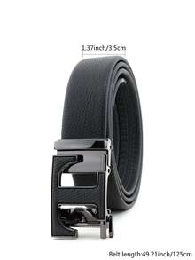 caivektine 1 chiếc thắt lưng thời trang tối giản dành cho nam, thắt lưng khóa tự động hình chữ T, thắt lưng da dập nổi chất lượng cao, thắt lưng quần thanh lịch theo phong cách tối giản. - Nhiều màu - Xem 11