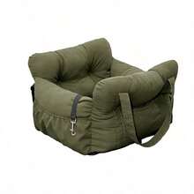 Nid de transport rembourré pour animaux de compagnie pour l'extérieur, matériau en coton PP épaissi, attache en alliage télescopique à quatre côtés fixe. Couleur vert armée et non absorbante. Espace large, sol épaissi pour un voyage confortable avec les animaux de compagnie. - Petite taille - Voir 7