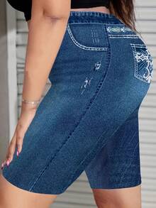 Nuevos Shorts de Mezclilla Elástica, Corte Ajustado, Versátiles, Imitación de Mezclilla, Favorecedores a la Figura, Estilo Casual - DK-103 - Ver 3