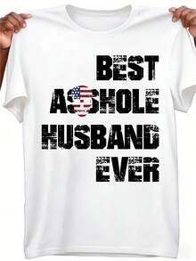 Camiseta de Humor Matrimonial Divertida - Camiseta con Estampado de Trasero para el Mejor Esposo - Camiseta Negra a Juego para Parejas - Camiseta Streetwear de Tejido Grueso Preencogido - Idea de Regalo para Parejas, Adecuada para Aniversario y Navidad - Blanco - Ver 6