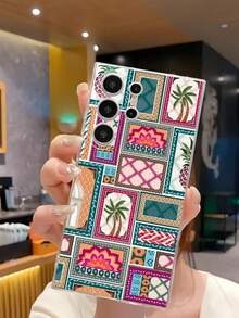 1个几何立方体优雅椰树菠萝手机壳软壳，兼容华为荣耀、Galaxy A04e/12/A13/A14/A34/A50/A52/A53/A54/S21/S22/S23/S24/S25/S25Ultra/S25FE/S26/S26 PLUS/S26 ULTRA/S26 EDGE、6A/7A/8A、12T/13T/15T/15T Pro [国际版，非国内版] - 無色 - 查看 4