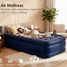 Luxury Elevated Blue Inflatable Bed, Made Of Thick PVC Material, Suitable For Indoor/Outdoor Use, Applicable For Bedroom, Living Room, Garden, Outdoor Party, Camping Picnic And More. Also The First Choice For Holiday Gift. - Multicolor - View 1