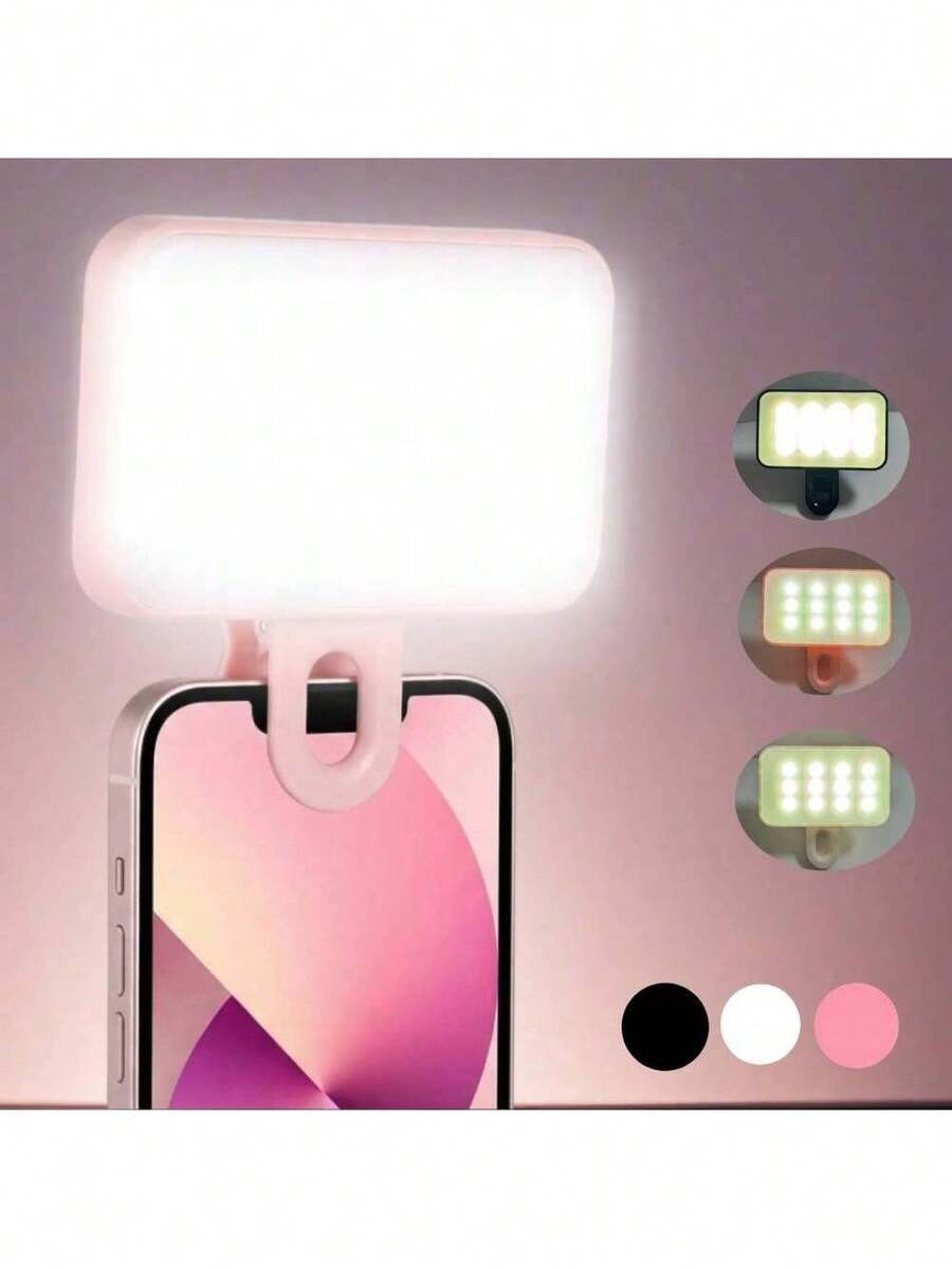 3 Colors Of Portable Mini Clip On Computer Fill Light - Compact LED Light For Mobile Photography - Adjustable Brightness And Angle, Perfect For Selfies And Videos, Capable Of Shooting Perfect Selfies And Videos, Battery Powered, Convenient For Portable Use, Video Recording Settings, Content Creation, Lightweight Device, Durable Construction, Battery, Travel Video Blogger, Powered, Convenient For Portable Use, Video Recording Settings, Content Creation, Lightweight Device, Durable Construction, Battery, Travel Video Blogger - Multicolor - View 1