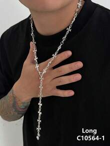 1 chiếc dây chuyền mặt dây chuyền hình thánh giá phong cách punk cổ điển dành cho nam, kiểu dáng tối giản, đa năng, phù hợp để đeo hàng ngày, dự tiệc, lễ hội âm nhạc và làm quà tặng cho cặp đôi. - Màu Bạc Cổ - Xem 15