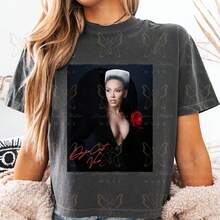 Washed T-Shirt Vintage Photo T-Shirt  Unisex Tee - 黑色 - 查看 1