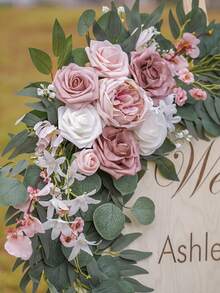 YXVVMQ Artificial Flower Swag Set Of 2 For Wedding Welcome Signs Floral Flower Decorations, Burnt Orange Wedding Arch Flowers For Wedding Ceremony Home Decor - Pink - View 3