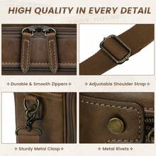 Aktentasche Herren Vintage Arbeitstasche Laptoptasche 16 Zoll Wasserdicht Ledertasche Messenger Bag Umhängetasche für Arbeit, Büro, Business - Braun - Übersicht 6